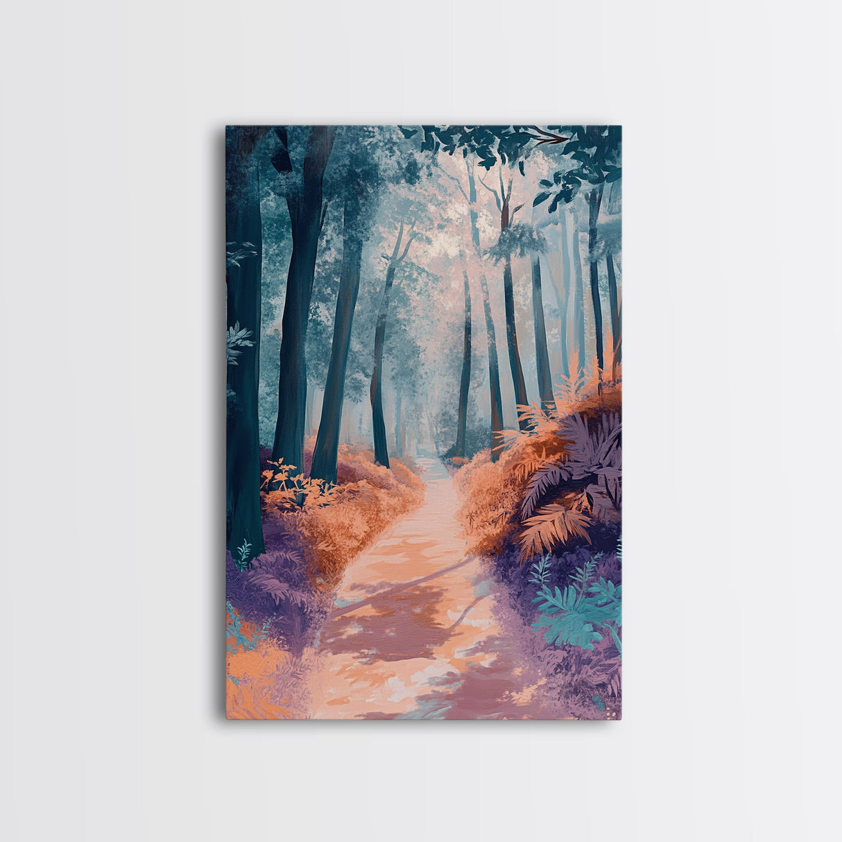 Enchanted Forest Path Framed Canvas Print | Mystical Woodland Art | Fantasy Landscape Painting | Nature Lover Wall Decor