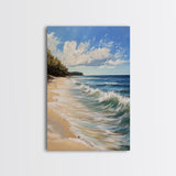 Beach Waves, Coastal Landscape Art, Nautical Wall Art, Above Bed Wall Art, Nautical Decor, Extra Wide Art, Framed Canvas Print