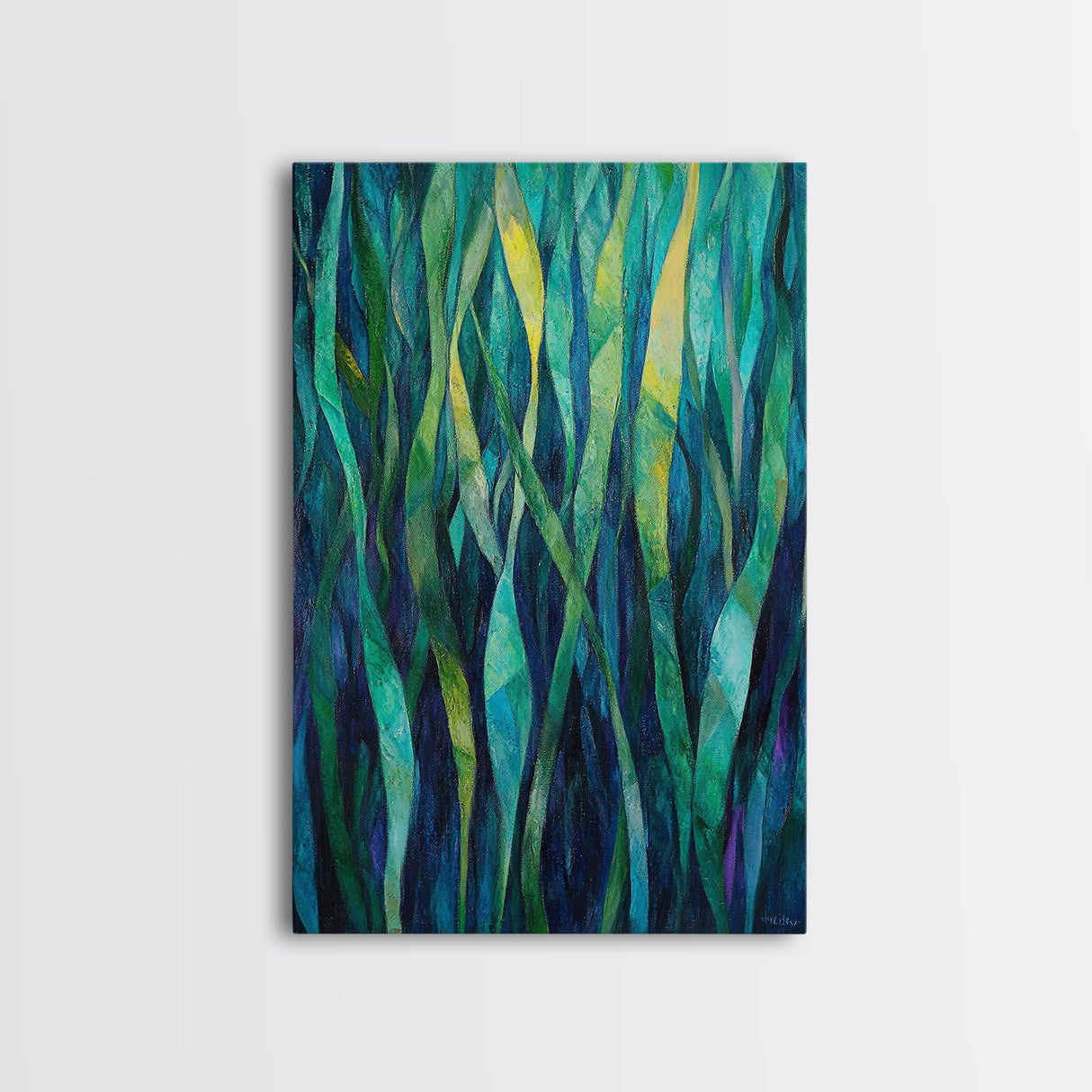 Moody Forest, Abstract Nature Art, Botanical Prints, Green Wall Art, Rustic Decor, Extra Wide Art, Framed Canvas Print, Gift Idea