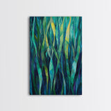 Moody Forest, Abstract Nature Art, Botanical Prints, Green Wall Art, Rustic Decor, Extra Wide Art, Framed Canvas Print, Gift Idea