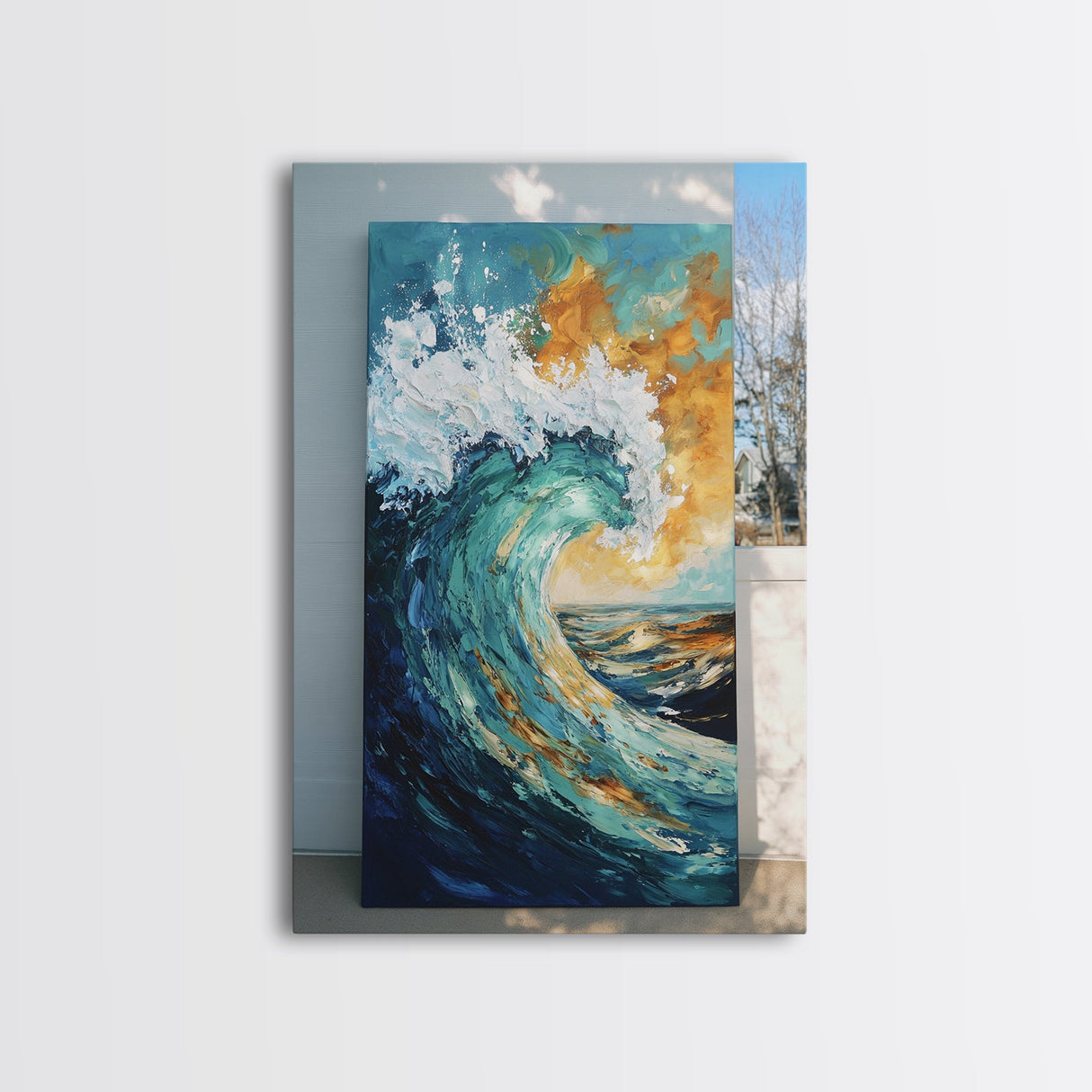 wave painting, coastal decor, framed canvas print, ocean painting, surf wall art, nautical wall art, seascape painting, gift idea