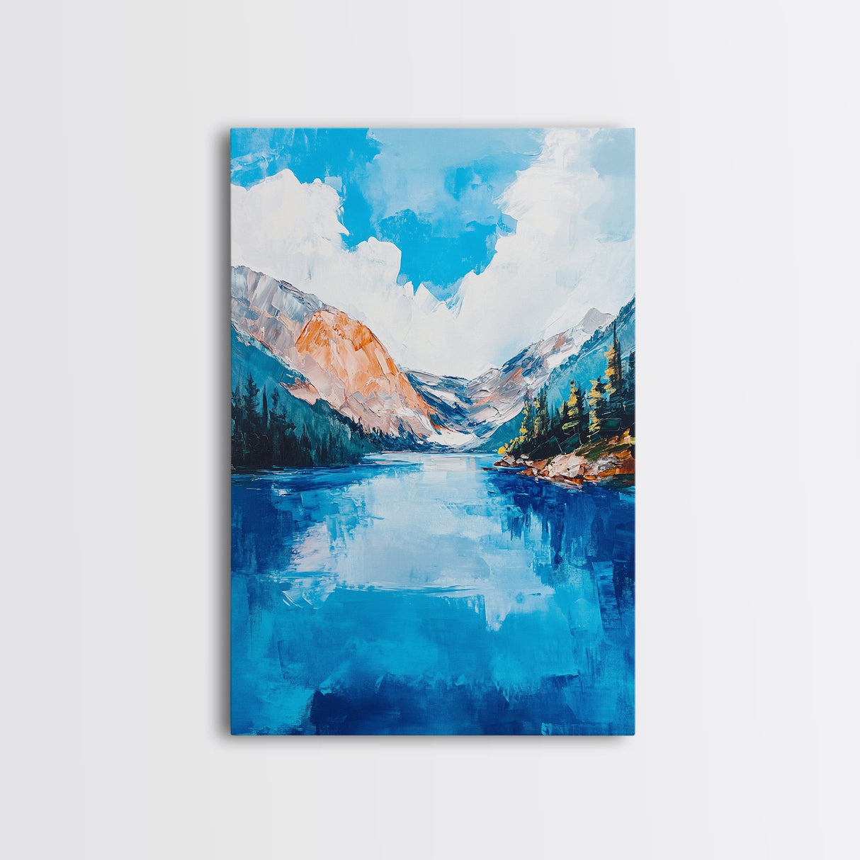 mountain painting, landscape painting, framed canvas print, lake Tahoe art, coastal landscape art, blue and green wall art, gift idea