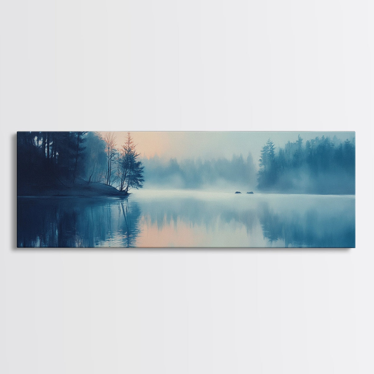 Misty Lake Reflections Canvas Print Tranquil Water Scene, Minimalist Nature Painting, Living Room Art, Serene Wall Decor, Gift Idea
