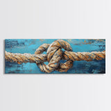 Nautical Rope Knot Framed Canvas Print Coastal Wall Art Rustic Beach House Decor Large Wall Art Nautical Art Living Room Decor
