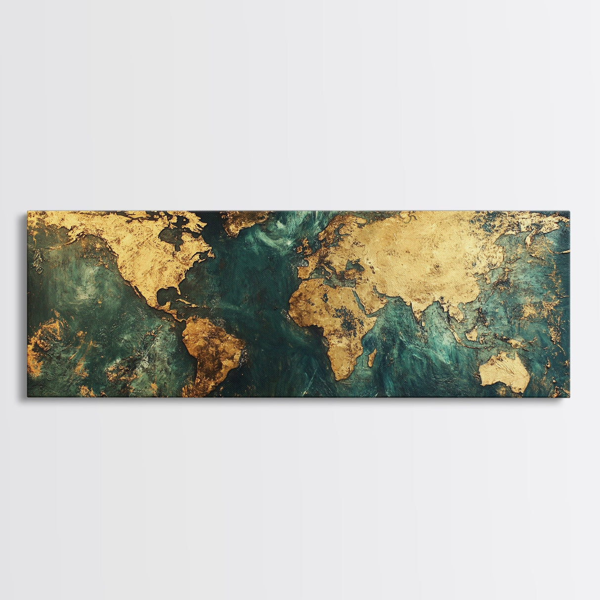 Gold World Map Framed Canvas Print Elegant Travel Wall Art, Luxury Office Decor, Metallic Abstract Map Painting, Modern Home Artwork