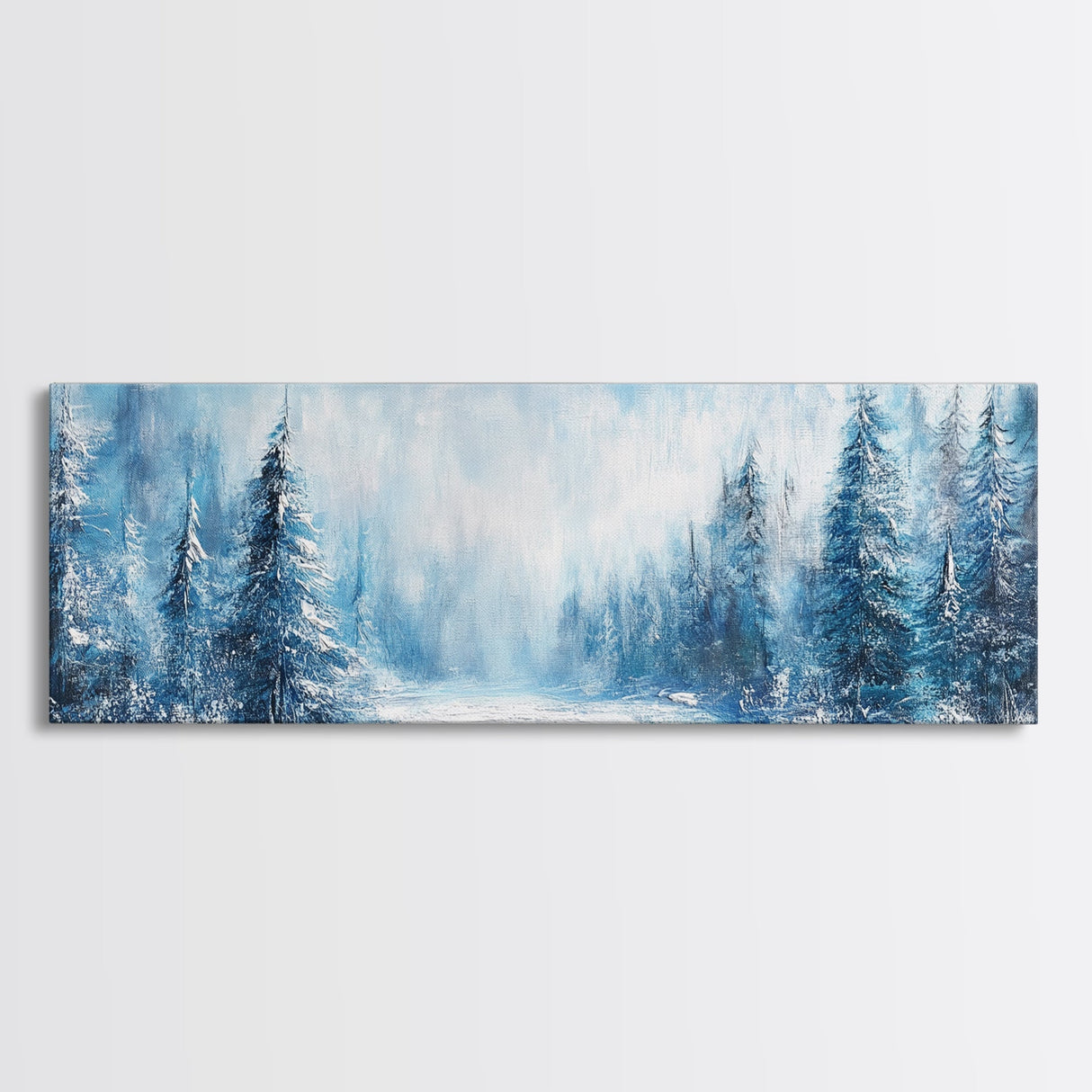 Winter Wonderland Framed Canvas Print, Snowy Forest Wall Art, Christmas Home Decor, Scandinavian Winter Art, Cozy Cabin Wall Art