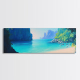 Hidden Beach Cove Canvas Print Tropical Landscape Wall Art Coastal Nature Decor Living Room Office Relaxing Ocean Gift