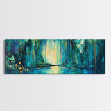 Magical Forest Lake Framed Canvas Print Fantasy Nature Wall Art Mystical Greenery Home Decor Living Room Office Gift
