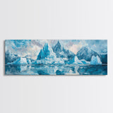 Iceberg Mountain Reflection Canvas Print, Arctic Nature Wall Art, Cool Blue Home Decor, Large Landscape Painting, Modern Office Art