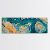 Abstract Ocean Map Painting, Modern Coastal Art, Nautical Wall Decor, Blue and Gold Artwork, Beach House Decor, Living Room Art