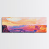 Grand Canyon Sunset Framed Canvas Print Southwest Landscape Wall Art, Desert Mountain Painting, Nature Inspired Home Decor, Rustic Art