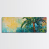 Tropical Palm Tree Canvas Print Colorful Beach Wall Art, Summer Vacation Vibes, Boho Coastal Painting, Vibrant Nature Inspired Decor
