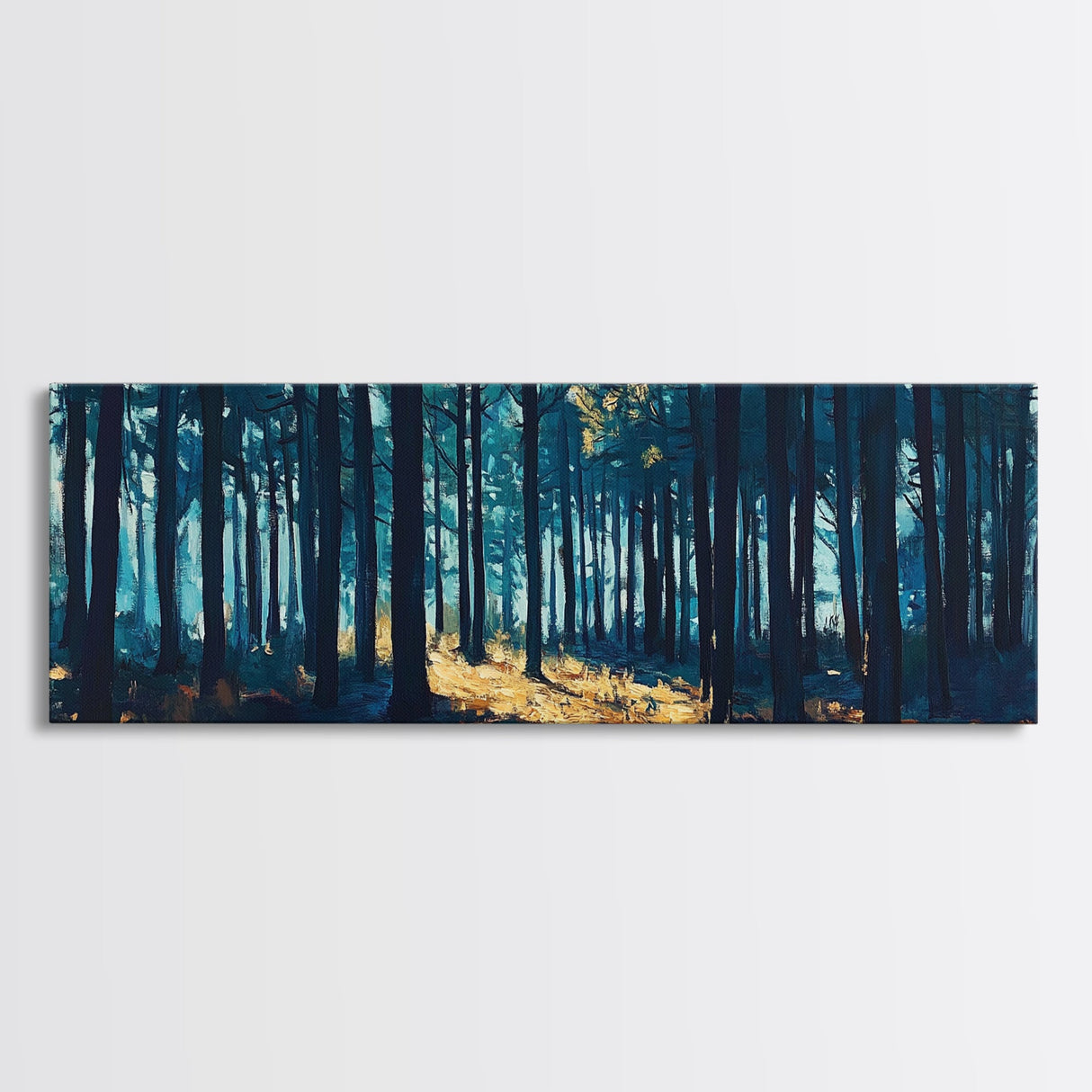 Enchanted Forest Art Framed Canvas Print - Dark Moody Woodland Painting, Nature Wall Art, Mystical Trees, Living Room Aesthetic