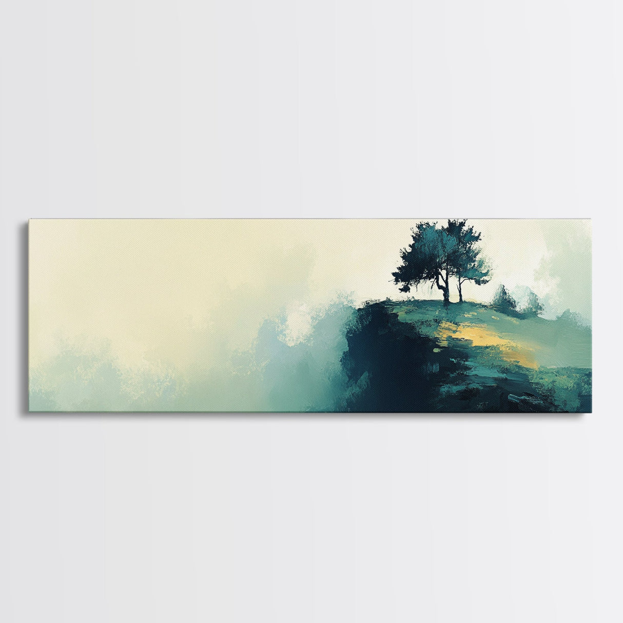 Lone Tree on Hill Canvas Print Minimalist Landscape Art, Tranquil Nature Painting, Neutral Wall Decor, Modern Home Office Artwork