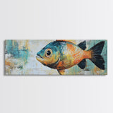 Vibrant Fish Canvas Print Rustic Coastal Wall Art Nautical Painting Beach House Decor Colorful Abstract Aquarium Art Lake House