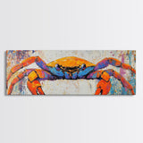 Colorful Coastal Crab Painting Framed Canvas Print, Beach House Wall Art, Nautical Kitchen Decor, Ocean Wildlife Art, Gift Idea
