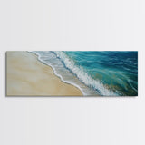 Gentle Ocean Wave Shoreline Canvas Print, Coastal Wall Art, Beach Serenity Painting, Calming Seaside Decor, Zen Living Room Artwork