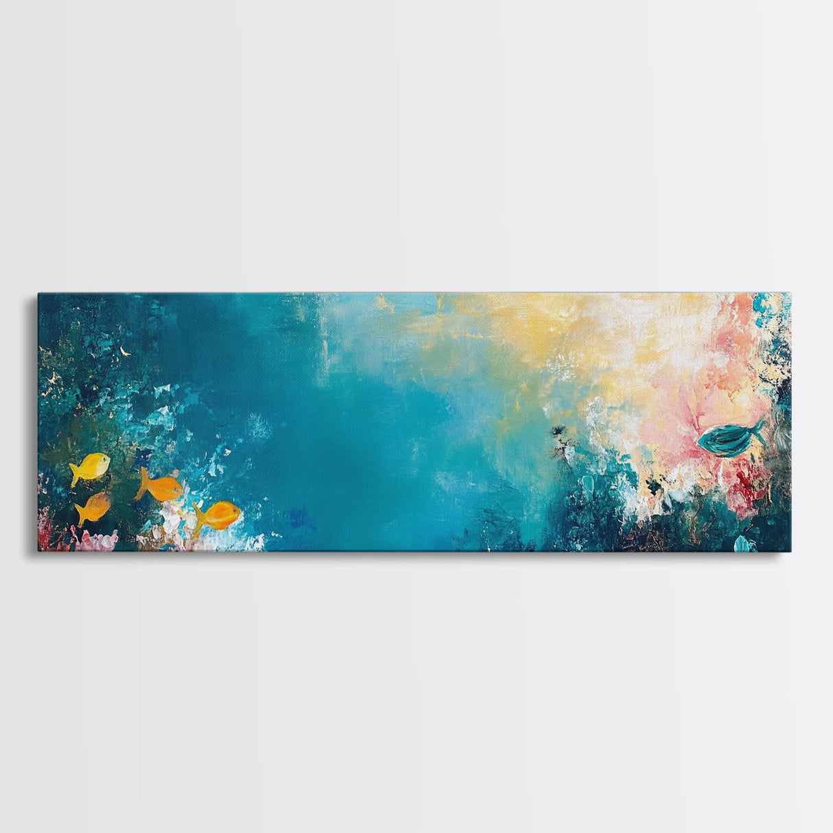 Abstract Ocean Reef Framed Canvas Print Coastal Wall Art, Underwater Seascape, Beach House Decor, Nautical Theme, Blue Wall Art