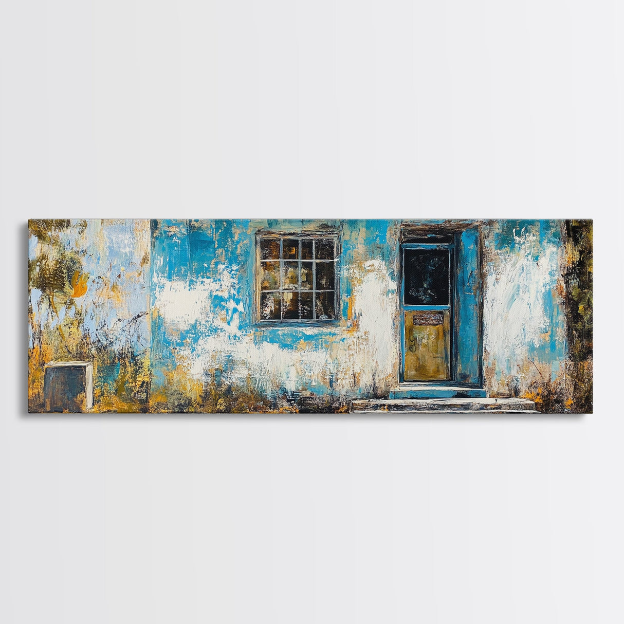 Weathered House Framed Canvas Print Rustic Wall Art, Home Decor, Old Building Painting, Shabby Chic Artwork, Farmhouse Aesthetic