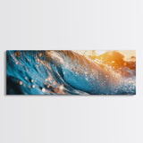 Sunset Wave Framed Canvas Print Ocean Photography Wall Art, Surf Art, Coastal Home Decor, Beach Aesthetic, Living Room Art