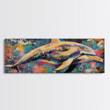 Vibrant Dolphin Art Canvas Print Ocean Wall Art Coastal Decor Colorful Animal Painting Modern Beach House Art Nautical Gift
