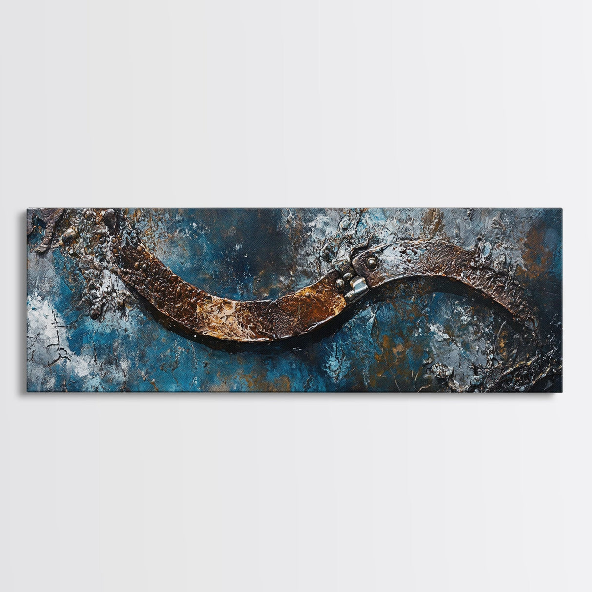 Industrial Wall Art, Dark Texture Painting, Masculine Decor, Framed Canvas Print, Office Artwork, Rustic Metal Art