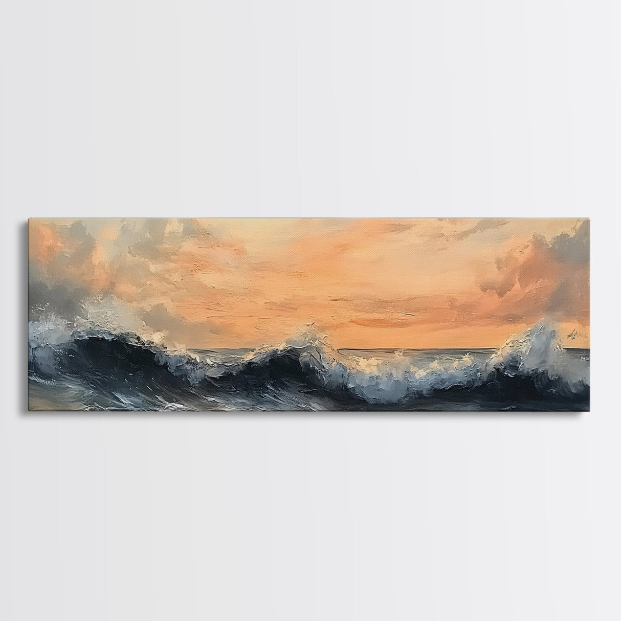 Stormy Ocean, Dramatic Sea Painting, Moody Coastal Wall Art, Nautical Decor, Canvas Print, Sunset Waves, Living Room Artwork