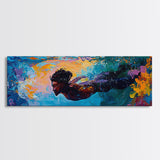 Underwater, Swimmer, Colorful, Abstract, Canvas Print, Vibrant Art, Living Room Decor, Ocean Wall Art, Modern Painting