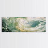 Ocean, Wave, Green, Storm, Canvas Print, Coastal Art, Nautical Wall Art, Living Room Decor, Dynamic Abstract Seascape Painting