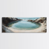 Hidden, Lagoon, Secluded, Beach, Canvas Print, Coastal Escape Art, Tranquil Water Scene, Bedroom Wall Art, Ocean Painting