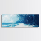 Ocean Shore, Coastal Landscape, Nautical Wall Art, Framed Canvas Print, Beach House Decor, Monochrome Seascape, Tranquil Art, Water Scene