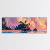 Tropical Sunset, Palm Tree Beach, Coastal Wall Art, Canvas Print, Island Paradise, Vibrant Seascape, Bedroom Decor, Summer Aesthetic
