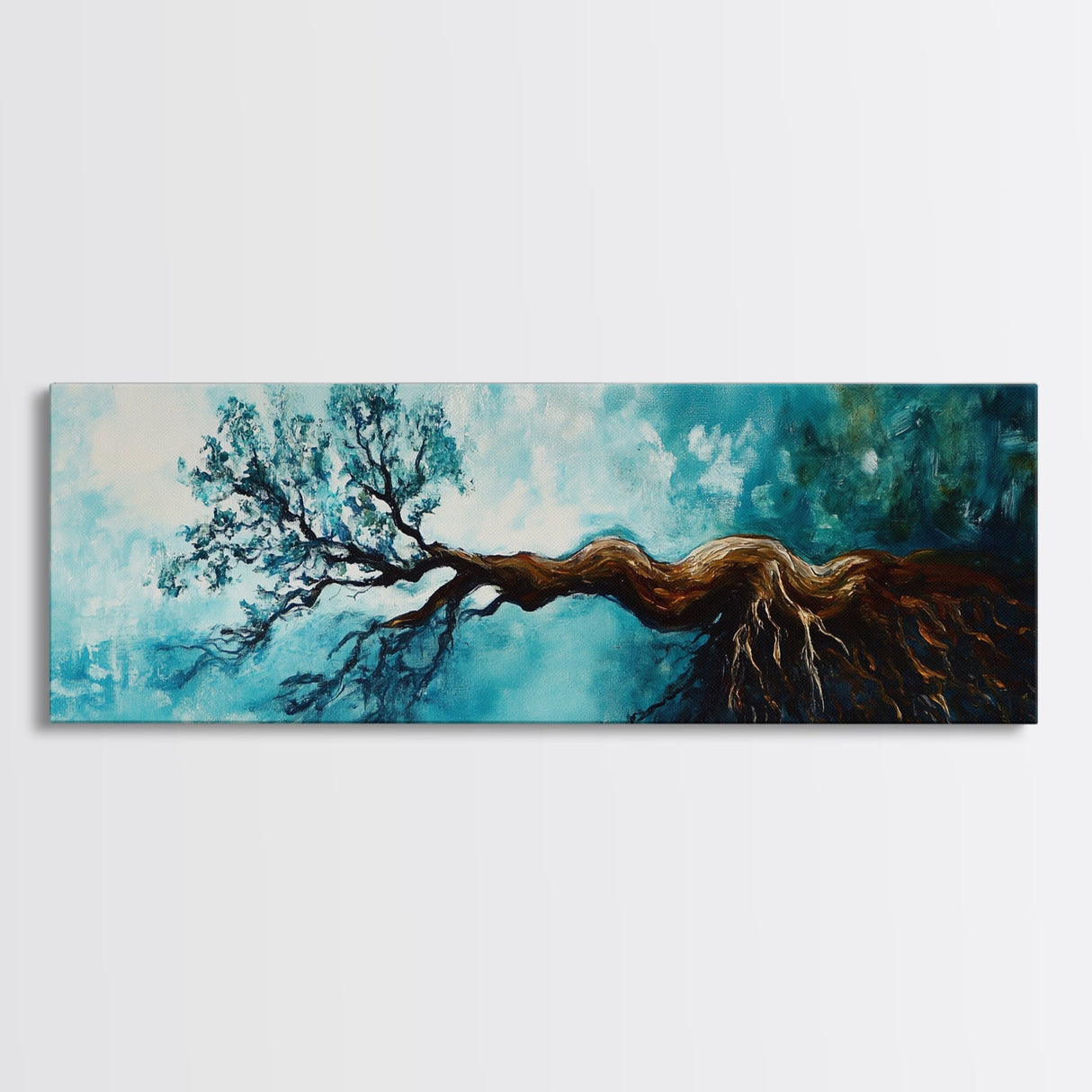 Twisted Roots, Sky Tree, Surreal Nature Art, Canvas Print, Abstract Landscape, Whimsical Wall Decor, Earthy Tones, Nature Inspired Art