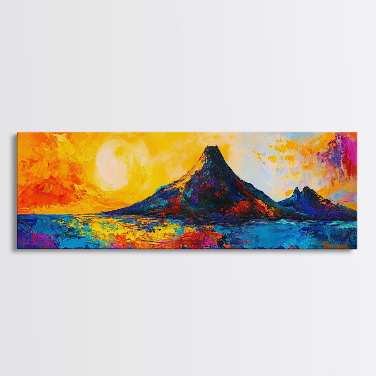Fiery Sunset, Abstract Mountain, Canvas Print, Modern Landscape Art, Living Room Wall Decor, Bold Wall Art, Colorful Nature Art