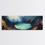 Volcanic Lake, Dramatic Scenery, Canvas Print, Dark Wall Art, Living Room Decor, Moody Landscape, Bold Colors, Office Wall Art