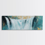 Majestic Waterfall Scene Framed Canvas Print Nature Landscape Painting, Living Room Wall Art, Tranquil River Artwork, Rustic Decor