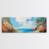 Golden Coast Sunset Framed Canvas Print Bold Landscape Painting, Seaside Scene, Impressionist Coastal Wall Art, Living Room Decor
