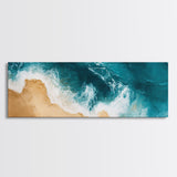 Aerial Beach View Canvas Print Abstract Seascape Painting, Ocean Waves , Nautical Coastal Wall Art, Minimalist Home Decor