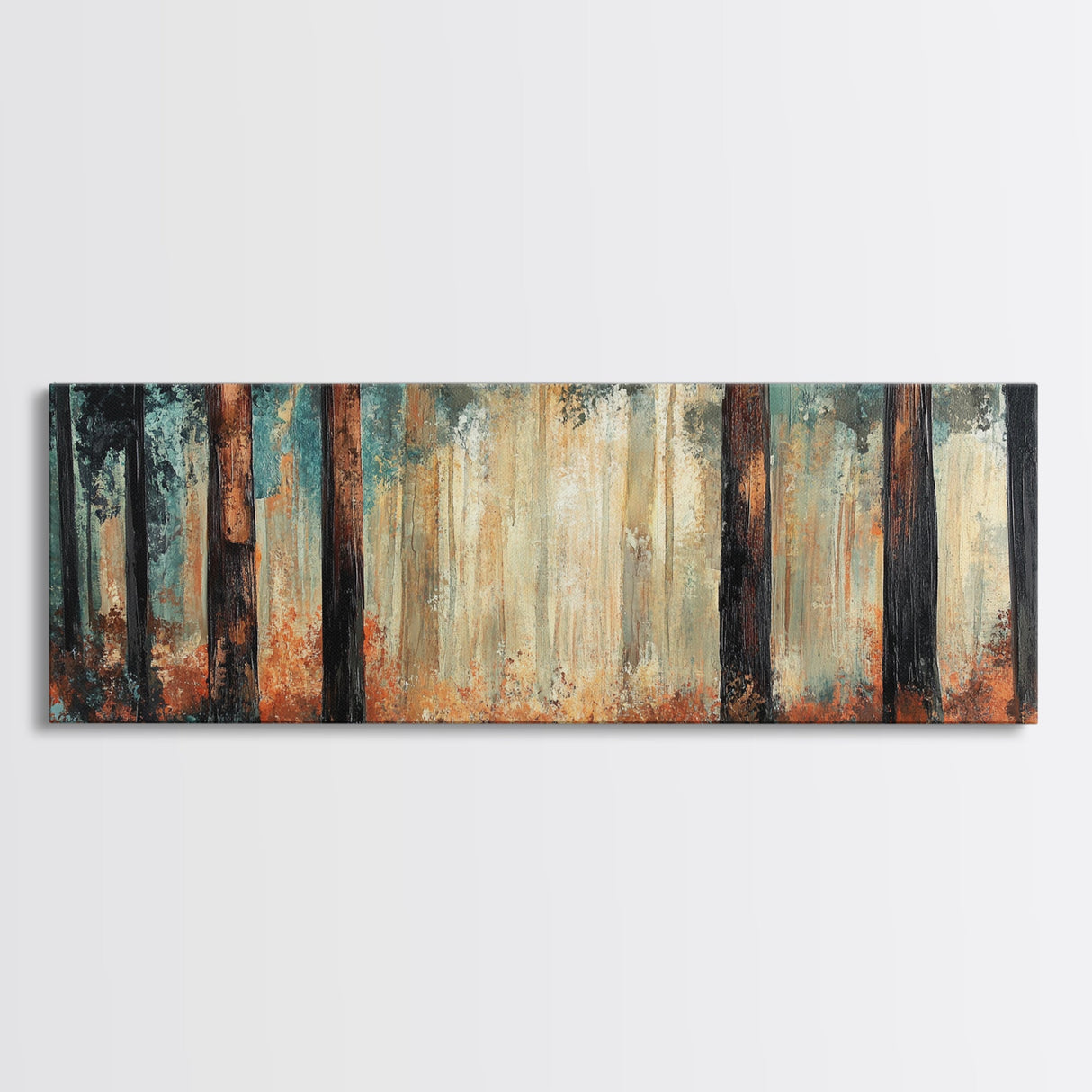 Autumn Forest Canvas Print, Rustic Fall Wall Art, Nature Landscape Painting, Cabin Decor, Earthy Tones, Cozy Living Room Art