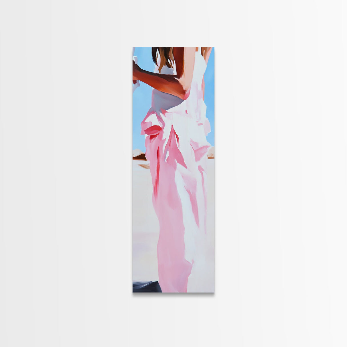 Feminine Dress Art, Elegant Fashion Print, Pastel Aesthetic, Framed Canvas Print, Chic Home Decor, Bedroom Wall Art, Minimalist Style