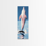Leaping Dolphin, Ocean Wildlife, Canvas Print, Beach House Wall Art, Blue Coastal Aesthetic, Marine Life Art, Living Room Decor
