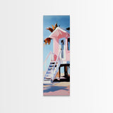 Tropical Beach House, Coastal Canvas Print, Modern Wall Art, Pastel Home Decor, Living Room Artwork, Beach Aesthetic, Bedroom Art