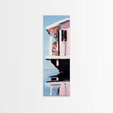 Houseboat Reflection, Nautical Canvas Print, Modern Coastal Wall Art, Serene Home Decor, Minimalist Living Room Artwork, Ocean Aesthetic