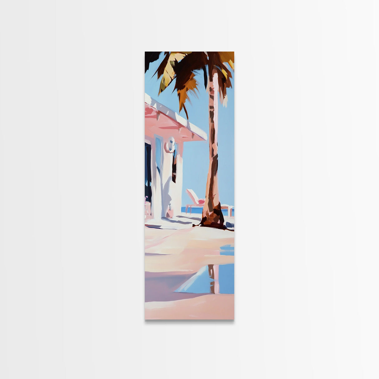 Palm Tree Getaway, Tropical Beach, Coastal Aesthetic, Framed Canvas Print, Modern Minimalist, Relaxing Home Decor, Bedroom Wall Art