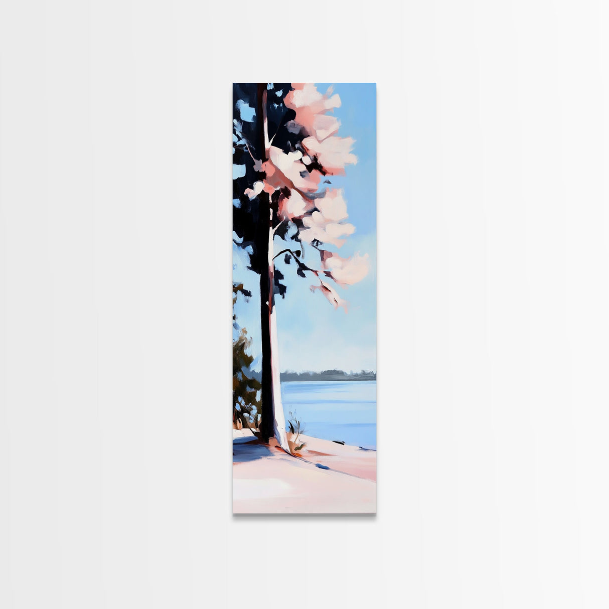Lakeside Tree, Nature Artwork, Coastal Wall Art, Serenity Print, Canvas Print, Boho Landscape, Minimalist Art, Neutral Tones, Home Decor