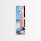 Beach Hut, Coastal Art, Ocean Wall Art, Seaside Retreat, Nautical Painting, Minimalist Beach Decor, Framed Canvas Print