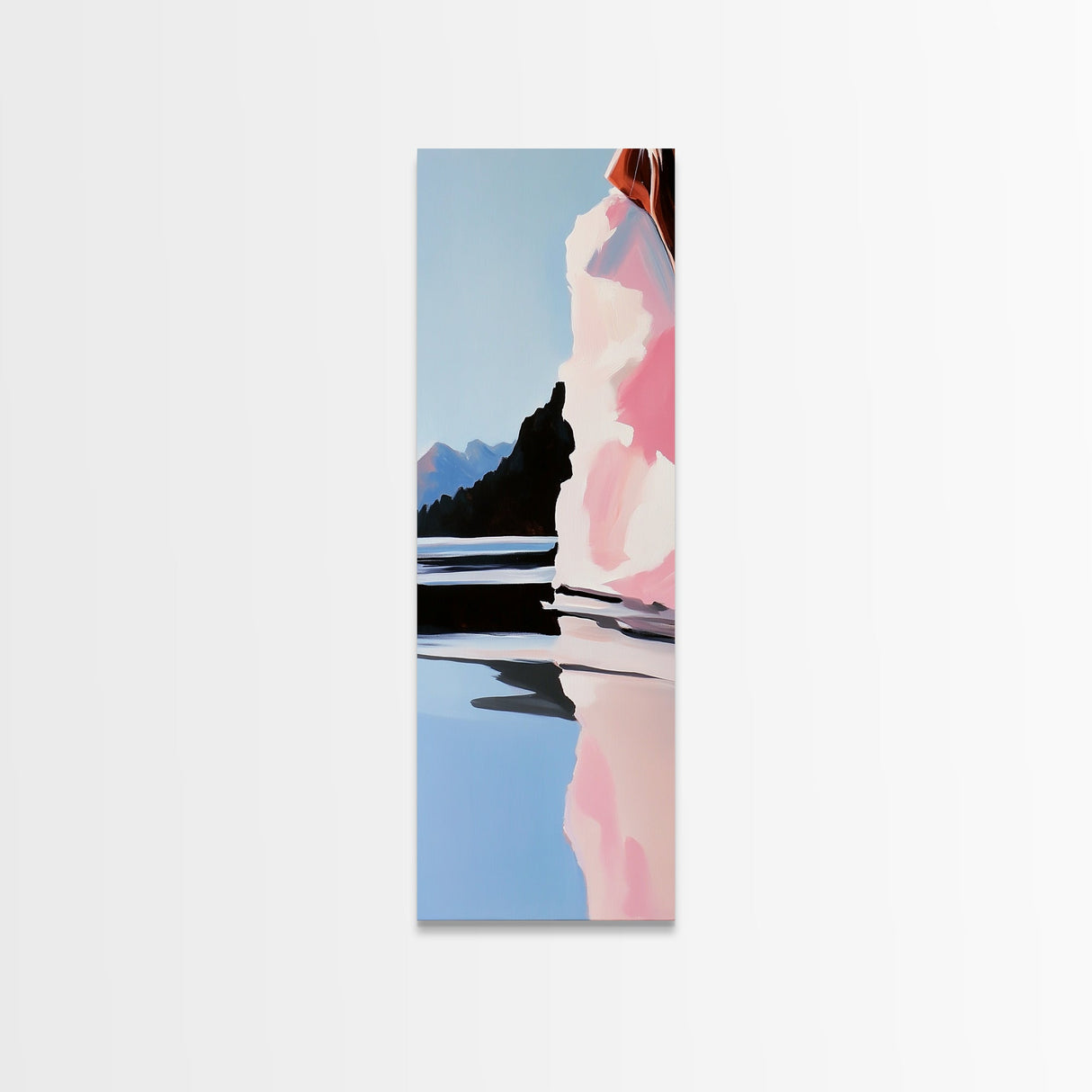 Scenic Lakeside, Moody Landscape, Framed Canvas Print, Nature Art, Soft Earthy Colors, Living Room Wall Art, Modern Minimalist