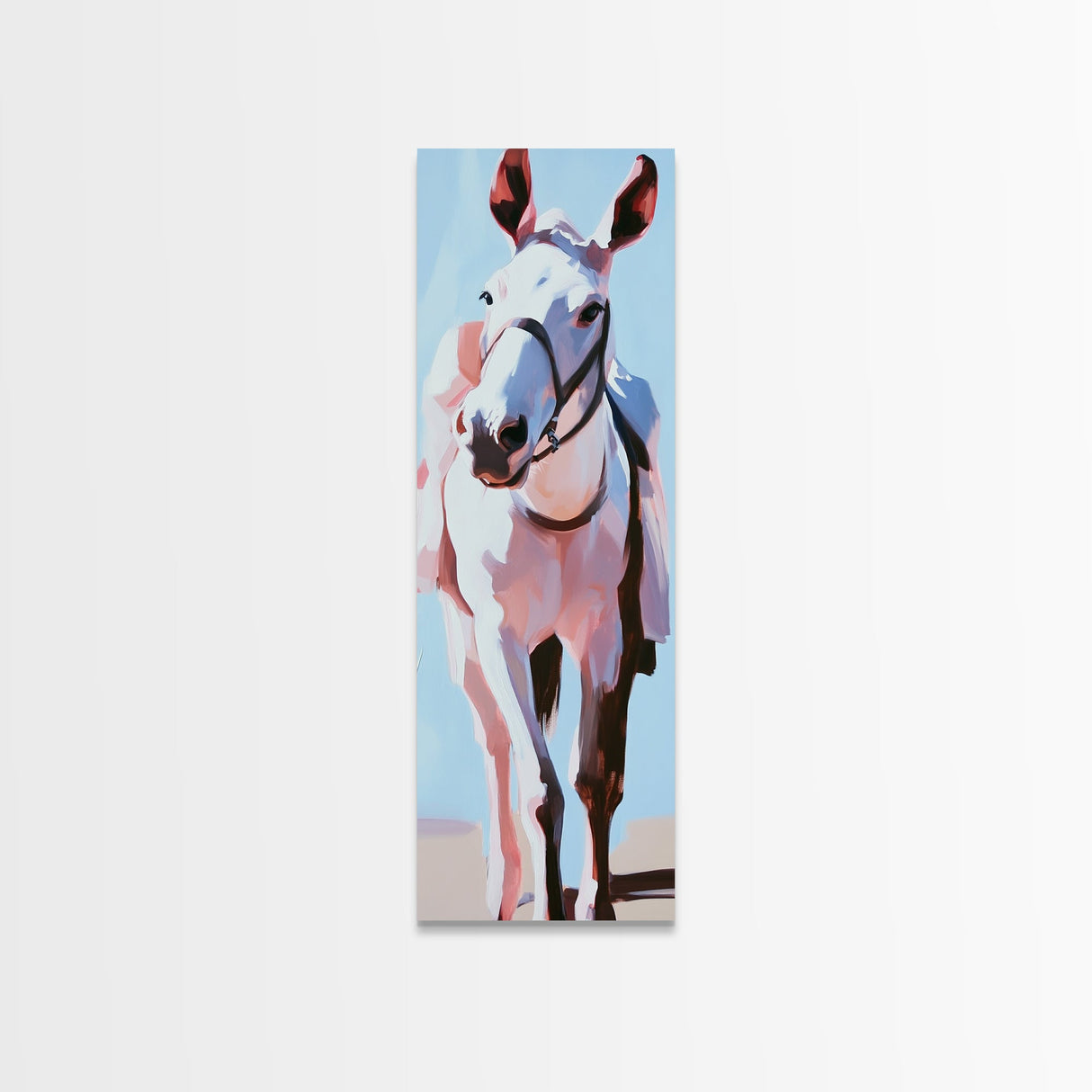 White Horse, Equestrian Art, Modern Farmhouse, Framed Canvas Print, Rustic Wall Art, Boho Western Style, Living Room Wall Art