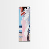 Beach Bride, Ocean Fashion, Elegant Woman, Framed Canvas Print, Coastal Wall Art, Soft Feminine Aesthetic, Living Room Wall Art