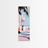 Beach House, Oceanfront Living, Coastal Home, Framed Canvas Print, Tropical Wall Art, Soft Pastel Aesthetic, Living Room Wall Art